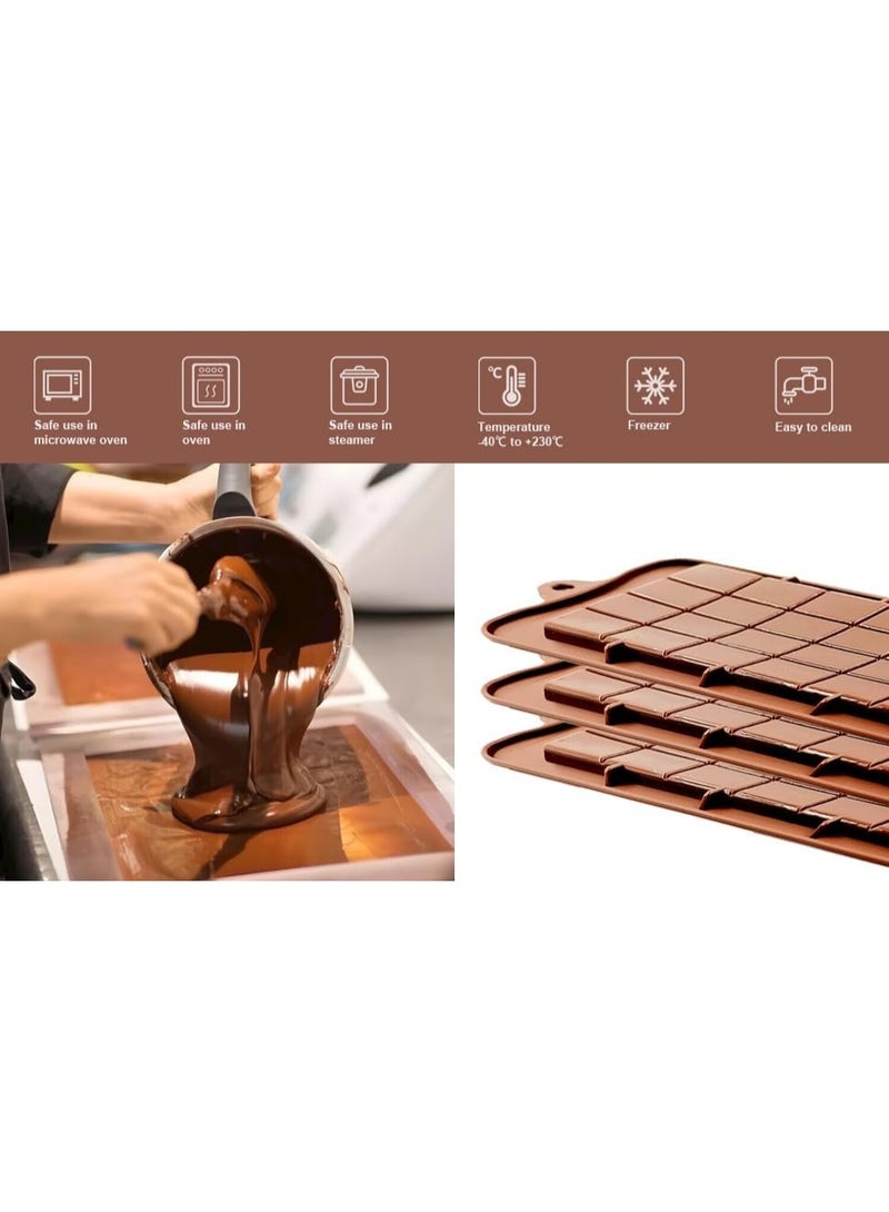 Silicone Break-Apart Chocolate Bar Mold Set of 4 – Food Grade Non-Stick Flexible Silicone Chocolate Molds for Homemade Chocolate Bars – Protein Bar and Energy Bar Mold – Heat and Freezer Resistant – Oven Microwave Safe – 24 Cavity Chocolate Bar Tray – Cocoa Brown - Image 5